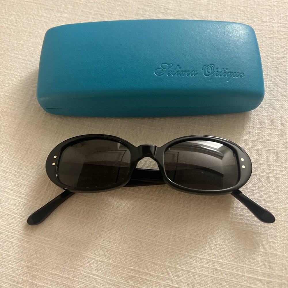NIB/new in box Selima Optique Carolyn black opaque oval sunglasses (retail $495)
